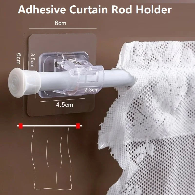 Home Essentials | Self-Adhesive Curtain Rod Bracket Holders for Easy Installation 11