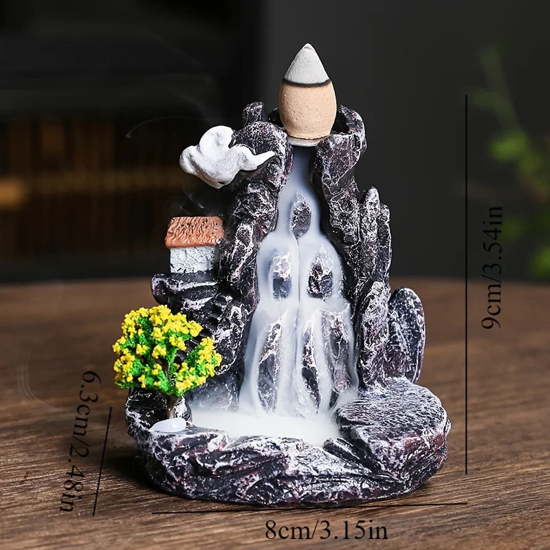Zen Decor | Backflow Incense Burner with Mountain Waterfall Design | Tranquil Atmosphere for Relaxation and Meditation 10
