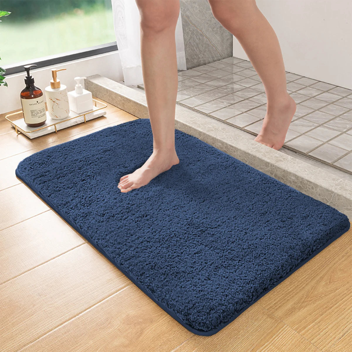Cozy Collection | Non-Slip Bath Mat with High Absorbency & Furry Texture | Soft Rug for Bathroom Comfort 2