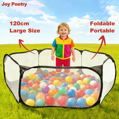 Kids Playpen | 120cm Hexagon Ball Pool with Transparent Mesh Design | Safe Play Area for Endless Fun 4