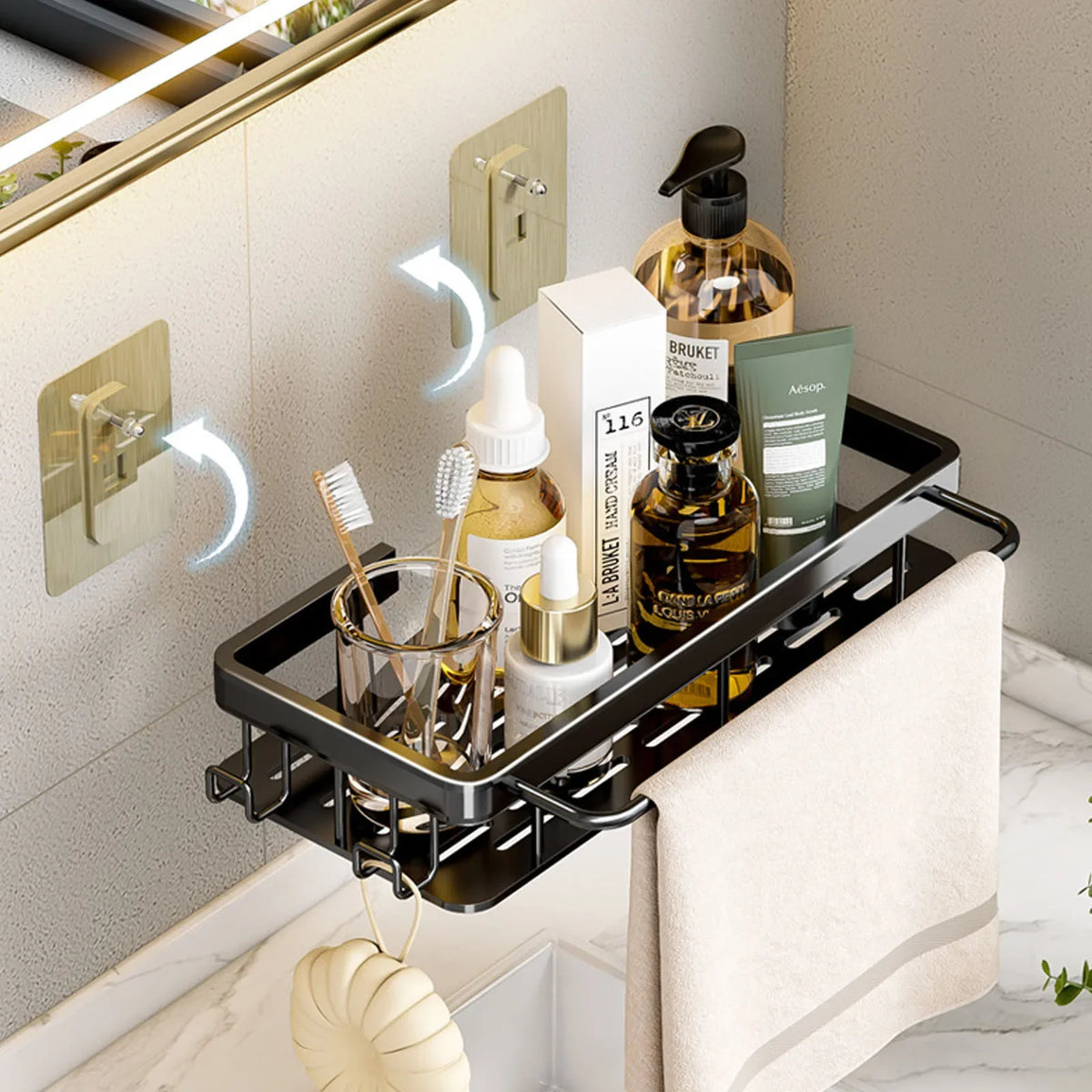 Corner Shelf | No-Drill Aluminum Corner Storage with Space-Saving Design | Stylish Wall-Mounted Organizer for Bathroom and Kitchen 21