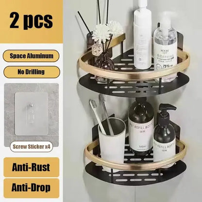 Corner Shelf | No-Drill Aluminum Corner Storage with Space-Saving Design | Stylish Wall-Mounted Organizer for Bathroom and Kitchen 17