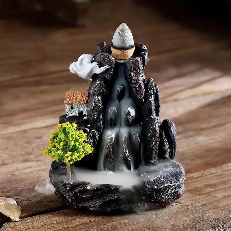 Zen Decor | Backflow Incense Burner with Mountain Waterfall Design | Tranquil Atmosphere for Relaxation and Meditation 3