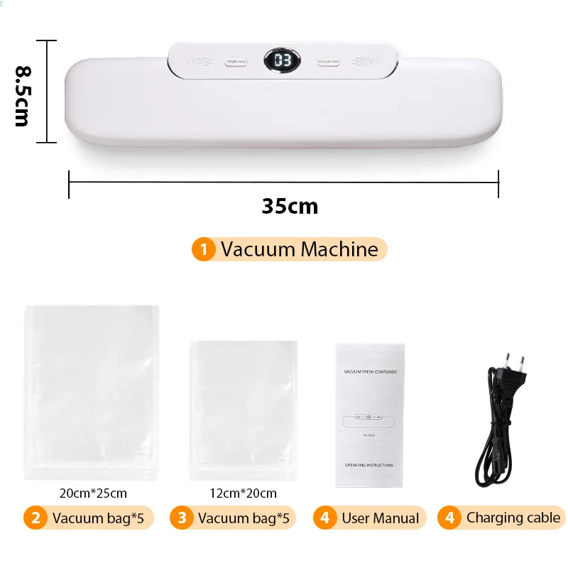 Home Essentials | Vacuum Sealer Machine for Food Preservation with 10 Bags | Compact Design for Freshness 2