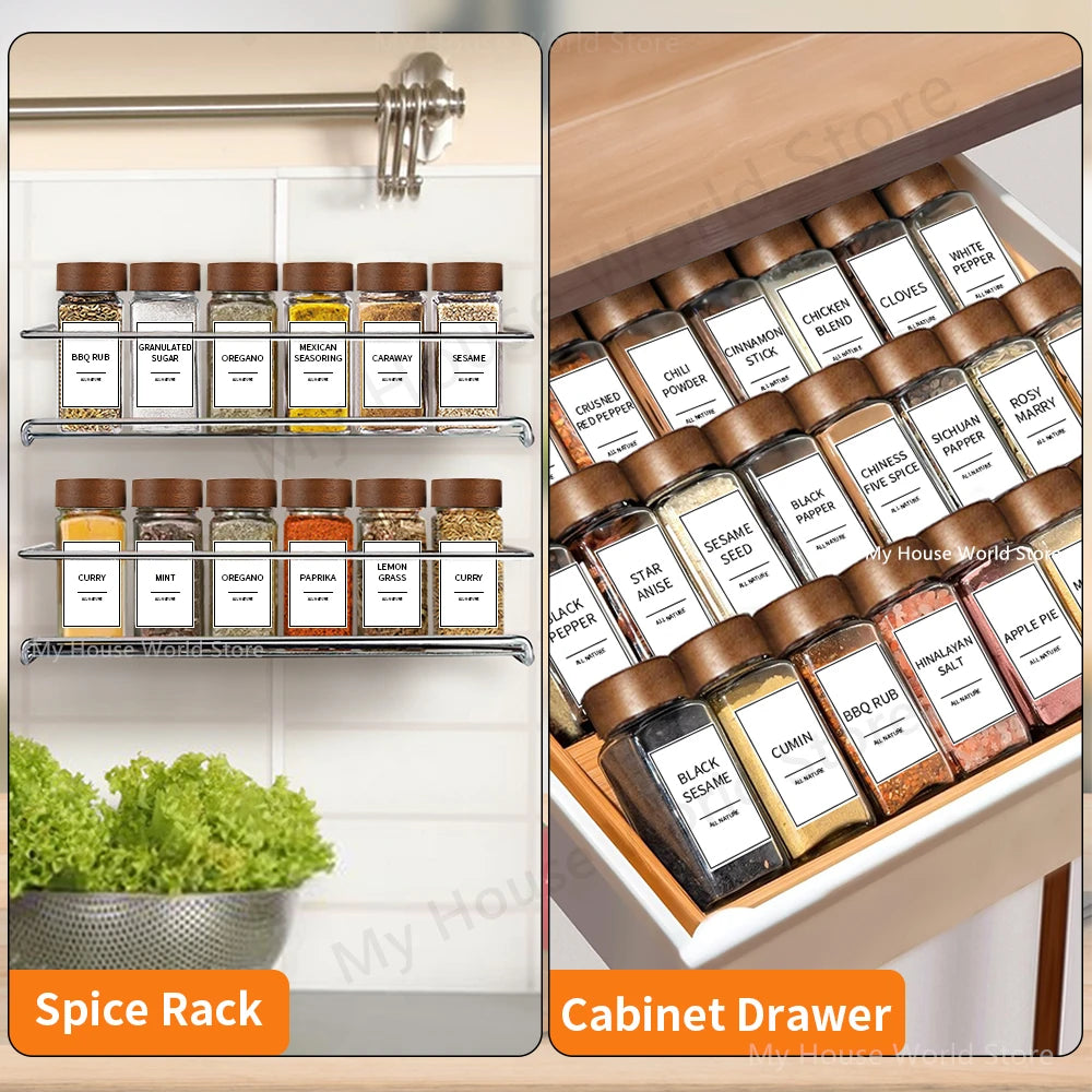 Essential Spice Organizer | 13-Piece Glass Spice Jar Set with Bamboo Lids | Stylish Storage for Fresh Seasonings 8