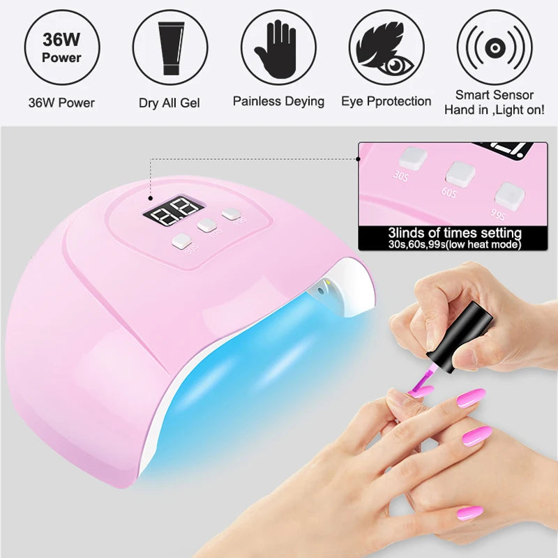 Nail Art Essentials | Gel Nail Polish Kit with UV Lamp & Drill for Professional Designs 3