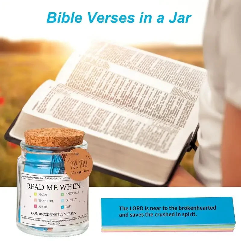 Inspirational Quotes Jar | Colorful Bible Verses for Daily Motivation | Uplifting Glass Decor for Christian Homes 10