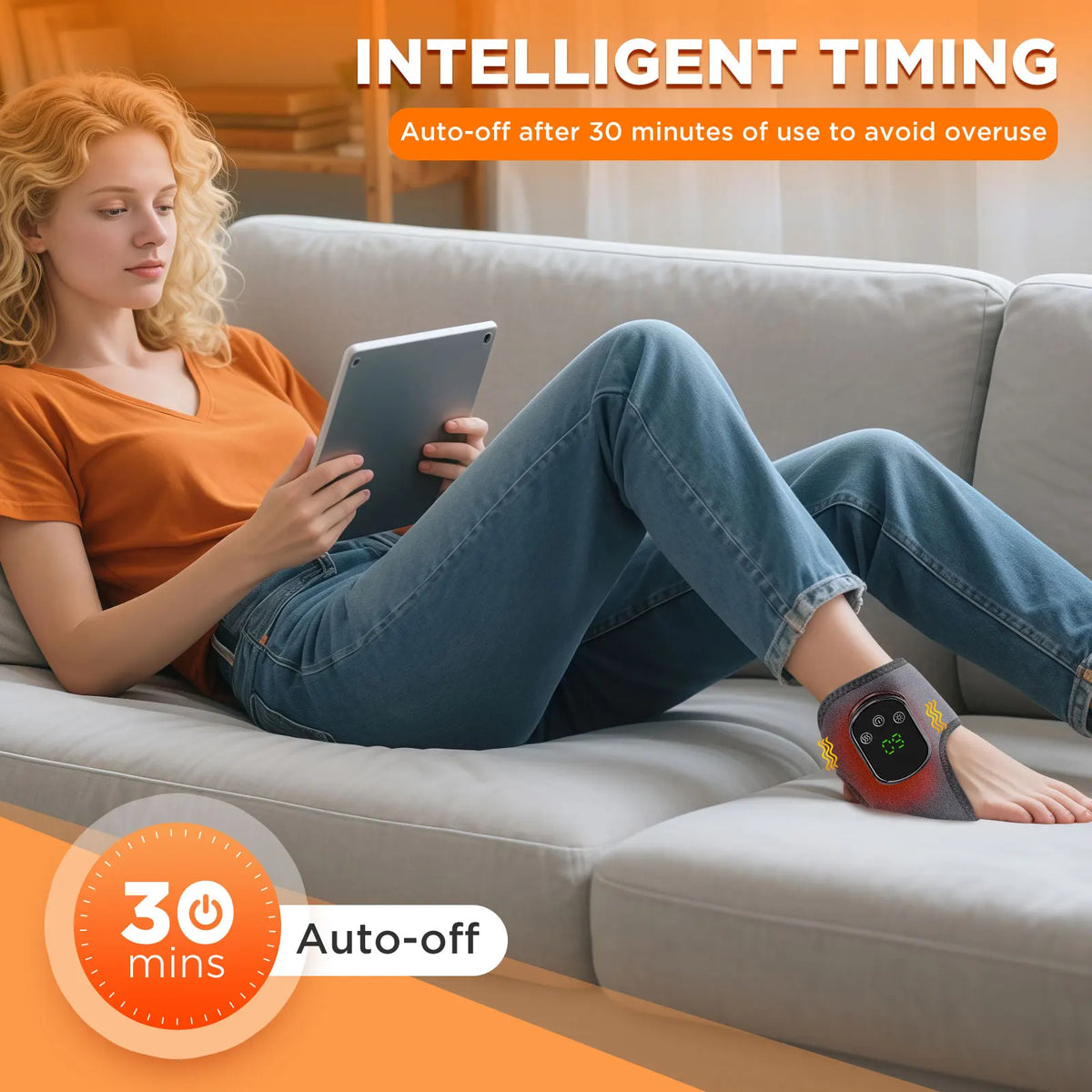 ComfortGuard | Electric Ankle Massager with Hot Compress & Vibration | Adjustable Settings for Pain Relief 9