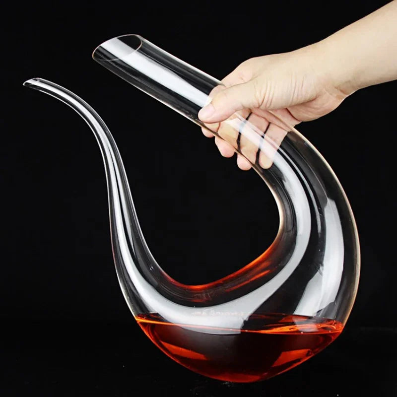 Elegant Crystal Wine Decanter with Unique U-Shape Design for Effortless Aeration 8