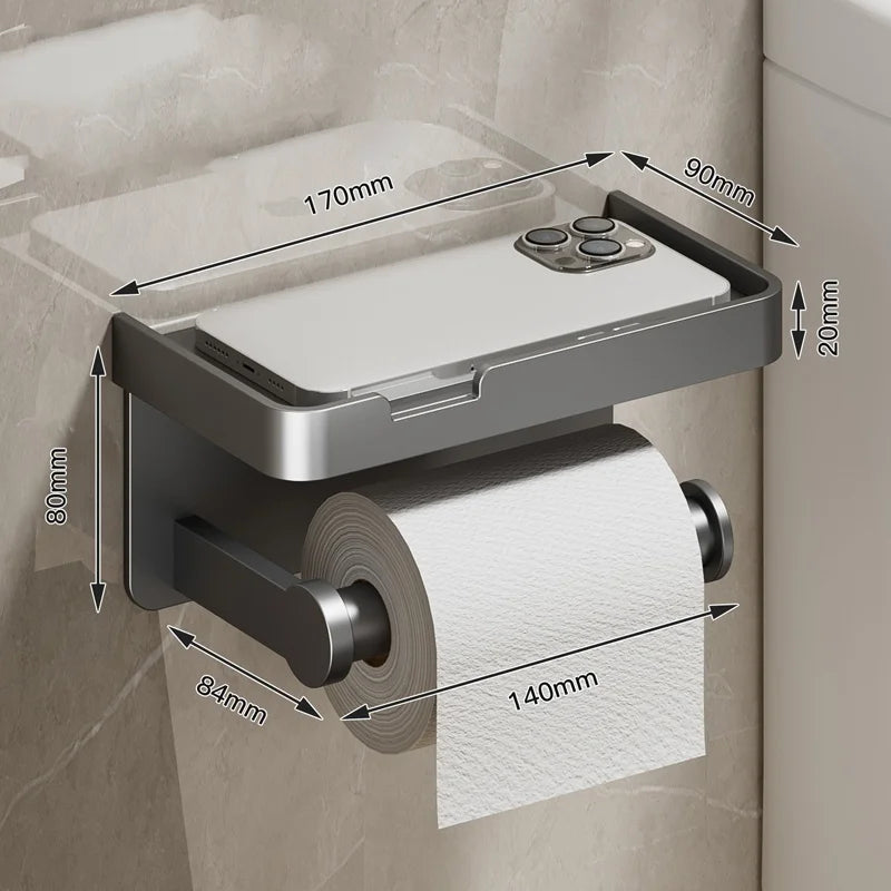 Stylish Wall-Mounted Toilet Paper Holder with Durable Aluminum Alloy Design for Space-Saving Convenience 5