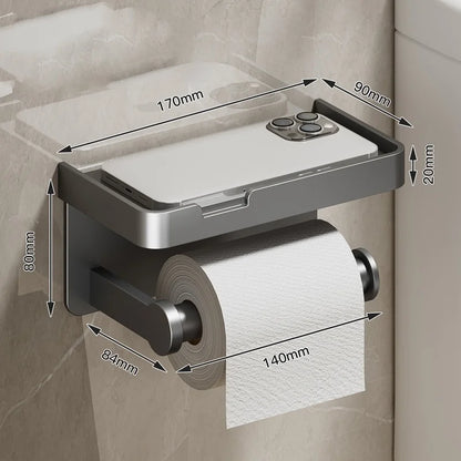Stylish Wall-Mounted Toilet Paper Holder with Durable Aluminum Alloy Design for Space-Saving Convenience 5