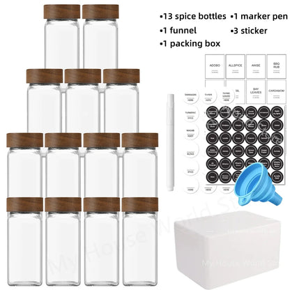 Essential Spice Organizer | 13-Piece Glass Spice Jar Set with Bamboo Lids | Stylish Storage for Fresh Seasonings 4