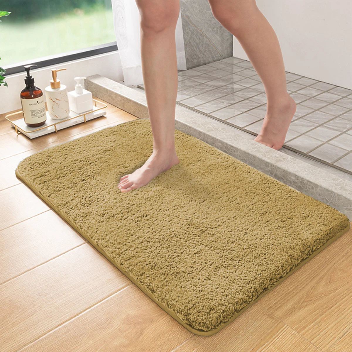 Cozy Collection | Non-Slip Bath Mat with High Absorbency & Furry Texture | Soft Rug for Bathroom Comfort 1