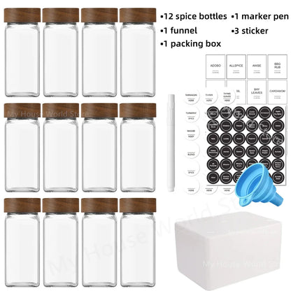 Essential Spice Organizer | 13-Piece Glass Spice Jar Set with Bamboo Lids | Stylish Storage for Fresh Seasonings 5