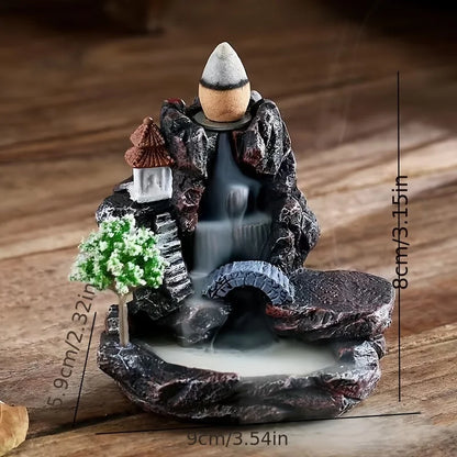 Zen Decor | Backflow Incense Burner with Mountain Waterfall Design | Tranquil Atmosphere for Relaxation and Meditation 8
