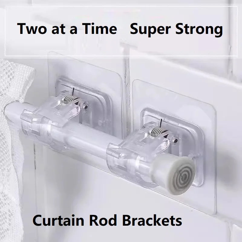 Home Essentials | Self-Adhesive Curtain Rod Bracket Holders for Easy Installation 12