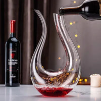Elegant Crystal Wine Decanter with Unique U-Shape Design for Effortless Aeration 1
